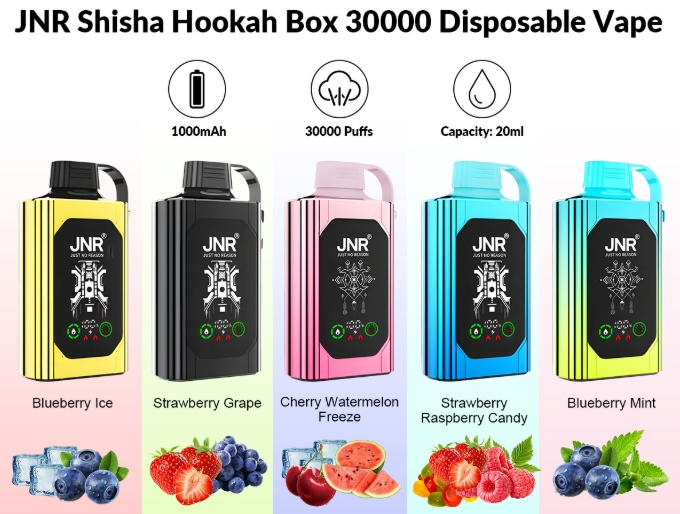 Dive into Summer: The JNR SHISHA BOX 30000 Puffs Vape - Blueberry Ice Experience